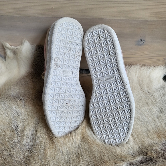 Puma Clyde Pink Stripe Tan Suede Sneakers Size 8.5 - Picture 9 of 9